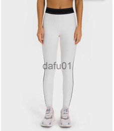 Active Pants LU-347 Colour Contrast Women Leggings Elastic Waist Tights Slim Fit Running Fitness Training Yoga Pants Gym Clothes x0912