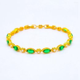 Link Bracelets Clear/Blue/Red/Green Crystal Bracelet Wrist Chain For Women 18k Gold Elegant Pretty Jewellery Gift 20cm Long