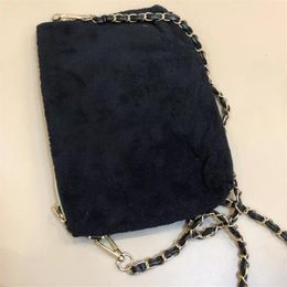 sell Fashion black chain makeup bag famous party bag flannel shoulder bag good quality velvet handbag223n