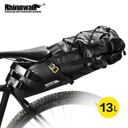 Rhinowalk 5-13L Bike Waterproof Bicycle Saddle Bag Reflective Large Capacity Foldable Tail Cycling MTB Trunk Pannier Black 220216244t