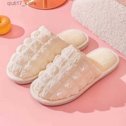 Slippers Slippers 2023 Winter Fashion Women Home Cotton Shoes Warm Plush Shoe Fleece Fluffy Ladies Memory Foam Flats Indoor and Outdoor Slipper L220928 Q230912