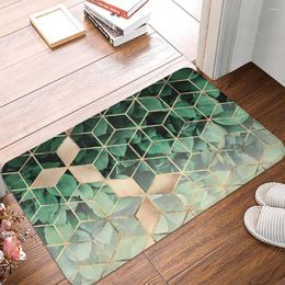 Bath Mats Green Leaves Geometry Waterproof Oilproof Mat Carpet Bathroom Doormat Indoor Floor Rugs Anti-slip Kitchen Living Room Rug