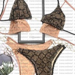 Lace Chain Swimsuit Bikini Set Women Bodysuit Two-piece Swimwear Bikinis Fast Bathing Suits212M