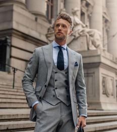 Men's Suits Gentleman's Dark Gray Single Breasted 3Pcs Suit Elegant Men Tuxedo Trousers Set For Wedding Prom Boutique Formal