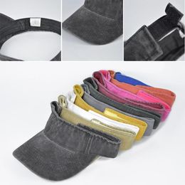 Wide Brim Hats Embroidery Visor Cap Washed Cotton Empty Top Hat Men Women Baseball Sun HatTennis Caps Headband Sports