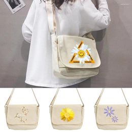 Shopping Bags 2023 Canvas Crossbody Men Postman Case Fashion Women Casual Wild Shoulder Bag Satchels Simple Daisy Print Organiser Handbag