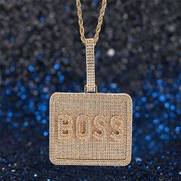 Custom Name Block Sqaure Letters Pendant Necklace For Men Women Gifts Cubic Zirconia Necklace Hip Hop Jewelry287c