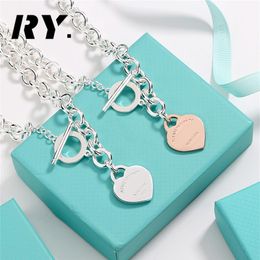 T Designer Classic Necklace Women Luxury Brand Jewellery Fashion heart pendant 925 sterlling silver rose gold TF fine Jewellery for we287g