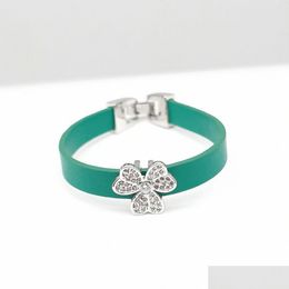 Charm Bracelets Promation Fashion Jewelry Flower Lucky Charms Pu Leather Bangle 2Pcs A Lot Ready Stock Drop Delivery Dhgarden Dhive