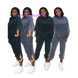 Womens Sportswear Hooded Two Pieces Outfits Long Sleeve Top Trousers Ladies New Fashion Pants Set Tracksuits New Type Hot Selling klw5688