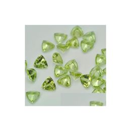 Loose Gemstones High Quality Eye Clear Trillion Facet Cut Semi-Precious Stone Crystal Peridot For Jewellery Setting 7X7-8X8 Tw Dhgarden Dhfko