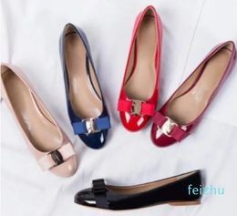 Women Flats Brand Genuine Leather Ballet Shoes Woman Patent leather Bow Tie Designer Flats Ladies Mujer Sapato Femi