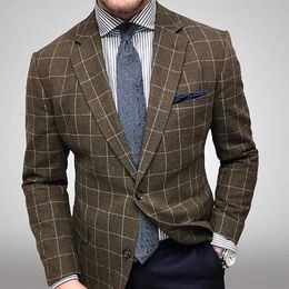 Men's Suits Blazers Blazers Men Spring Autumn Slim Fit British Plaid Formal Suit Jacket Party Wedding Business Casual Blazers Male 230912