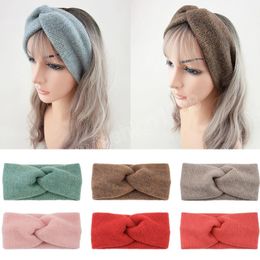 Mohair Cross Wide Headband For Women Hair Bands Twisted Woolen Turban Headwrap Handmade Ear Warmer Knitting Women Headwear