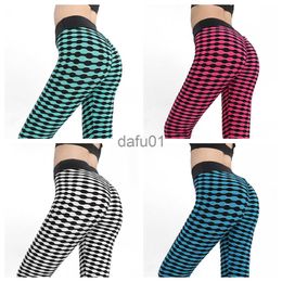 Active Pants New black and white striped yoga pants European and American jacquard sports casual pants fitness hip lifting running leggings x0912