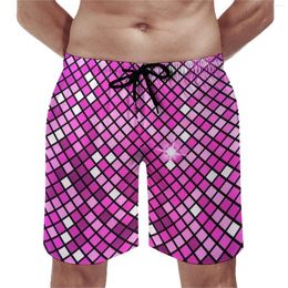 Men's Shorts Abstract Disco Ball Board Trenky Men Beach Pink Mosaic Print Plus Size Swim Trunks Classic