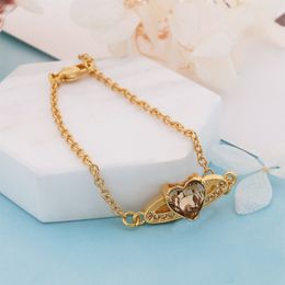 Heart Pendants Gold Bracelets Designer Diamond Silver Plated Women Saturn Charm Classic Jewelry Valentine Birthday Gifts