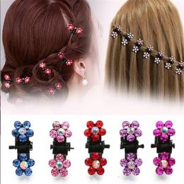 Crystal Rhinestone Flower Hair Claw Hairpins Hair Accessories Ornaments Hair Clips Hairgrip for Kids Girl 12pcs set GC907283O