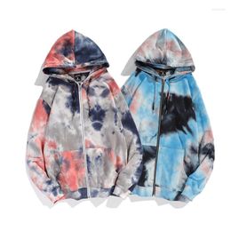 Women's Hoodies Fashion Brand Men's Casual Hoodie Original Designer Tie-Dye Pattern Zipper Coat High-Quality Loose Sweatshirt