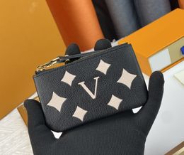 Womens designer wallets luxurys zipper coin purse classic flower letter short card holder high-quality woman fashion plaid mini Key case with box dust bag
