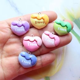 Charms 10Pcs Colorful Love Hearts Cute Heart Shaped Pendants Flatback Resin DIY Earring Necklace Bracelet Hairpin Jewelry Making