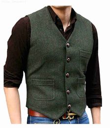 Men's Vests Men's Vests Casual Men's Slim Fit Suit Vest Herringbone V-Neck Flat Business Fashion Waistcoat Prom Dress Groomsmen For Wedding L230912