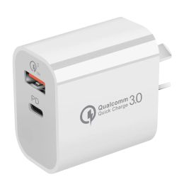 wholesale A and C PD Charger QC 3.0 for 14 Pro XS Max XR 7 Fast Charging USB Type C Wall Adapter samsung LG 3A Compatible Two port LL