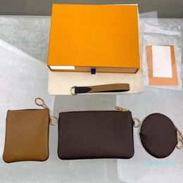 3pcs Fashion Key Pouch Coin Purse 22 Bags Keychain Leather Short Wallets Letter Card Holder Women Purses Zipper Pocket Top 244j182Y