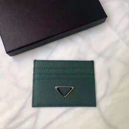 Designer Luxury Leather Male Female Triangle Label Alphabet Wallet Leather Premium Credit Card Holder Wallet with box card bag