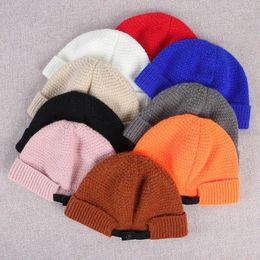 Berets Adjustable Short Paragraph Korean Version Men Keep Warm Beanie Solid Color Autumn Winter Outdoor Unisex Knitted Hat Skull Cap