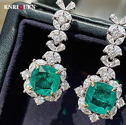 Hoop Huggie 100 925 Sterling Silver 10 10mm Emerald Ruby Sapphire Drop Earrings for Women Gemstone Wedding Fine Jewellery Lady Gift 230912
