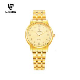 Wristwatches LIEBIG Luxury Golden Quartz Wristwatch For Women Fashion Stainless Steel Bracelet Watches Female Ladies Clock Relogio Feminino 230911