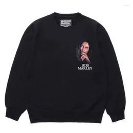 Men's Hoodies WACKO MARIA Oversized Pullover Black Cotton Men Women Crew Neck Sweatshirts