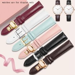 Watch Bands 12mm 13mm 14mm 15mm 16mm 17mm 18mm 19mm 20mm 21mm 22mm 23mm 24mm Genuine Leather Band Black Pink White Bracelet