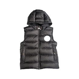 Chest Flocking Badge Mens Down Vest Hooded Drawstring men gilet Autumn Winter Fashion Casual down vest Asian Size M--3XL200N