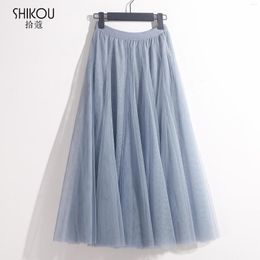 Skirts Elegant Mesh Half-Length Long Dress Fairy Waist-Controlled Large Hem Tulle Tutu Skirt Soft A- Line One Piece Drop