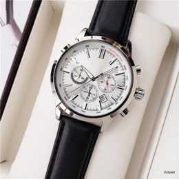 mens luxury watches quartz movement 44mm all dial work hugo chronograph designer clock leather band waterproof montre de luxe Bos 193j