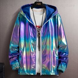 Men's Jackets 2023 Summer Rainbow Light Jacket Men Hooded Windbreaker Sun Protection Clothing Male Fishing Hunting Clothes Size 5XL 6XL 7XL T230912