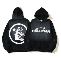 Erhx Men's Hoodies Sweatshirts 2023 Autumn/winter American High Street Hellstar Made Old Mud Dyed Cracked Printed and Women's Sweater Trend