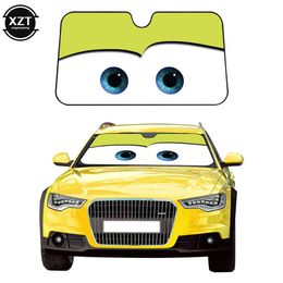 Cartoon Window Foil Heated Windshield Visor 4 Color Big Eyes Pixar 130x70cm Car Front Window Visor Car Sun Protection214F