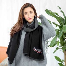 30% OFF scarf 2023 Autumn Winter Scarves Thickened and Densified 380g Double sided Wool Blended Rainbow Embroidered Shawl Wholesale