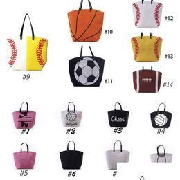 Storage Bags 13 Styles Canvas Bag Baseball Tote Sports Casual Softball Football Soccer Basketball Cotton Drop Delivery Home Garden H Dh0Vu