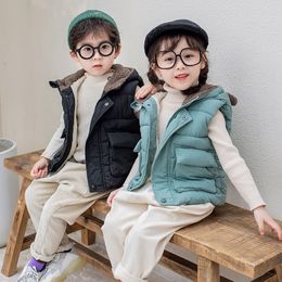 Waistcoat Baby Clothing Boys Girls Solid Hooded Vest Coat 1 to 6Years Children Autumn Winter Kids Warm Jackets Vests Christmas Costume 230912