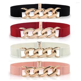 Belts Gold Chain Belt PU Leather Ladies Dress Skinny Thin Women Waist Strap Color Buckle Female