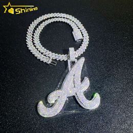 Customized Iced Out Letter a Pendant Vvs Moissanite Diamond 925 Sterling Silver Fashion Hip Hop Jewelry Iniatial Name Pendants
