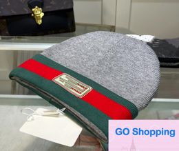 High-End Sleeve Cap Jacquard Knitted Hat Winter Striped Letters Labeling Hip Hop Hat Adult Cap Factory Direct Sales