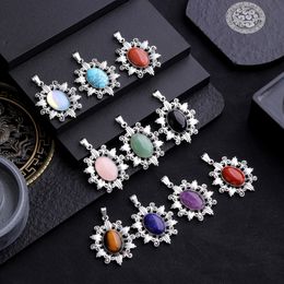 Punk Natural Stone hexagram Star Pendant Opal Rose Quartz Agate Pendant green Jade Animal Charms for Jewellery Making Necklaces