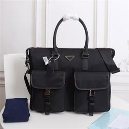 Men's black nylon designer waterproof briefcase high quality laptop bag large capacity casual simple office handbag206l