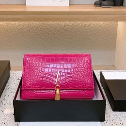 CHANEI Chain Messenger Bag Women Shoulder Crossbody Purse Handbag Fashion Gold Metal Letters Hardware Crocodile Pattern Genuine Leather Tass