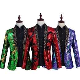 Mens New Arrival Blazers Sequins Stage Costumes Suits Nightclubs DJ Singer Costumes Male Slim Fit Tops259O